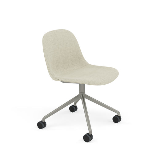 Fiber Side Chair / Grey Swivel Base with Castors, Upholstered