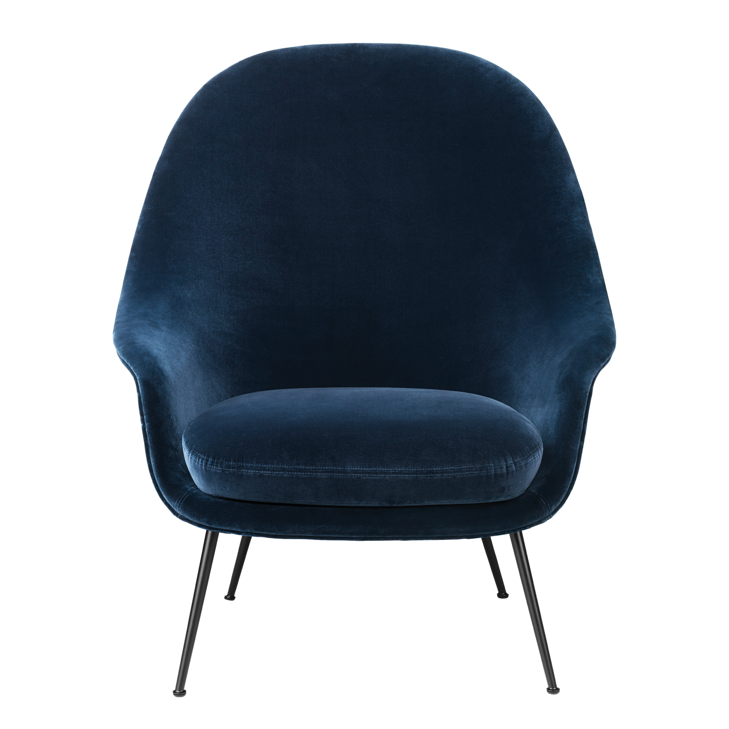 Bat Lounge Chair - Fully Upholstered, High back, Conic base, Black Matte