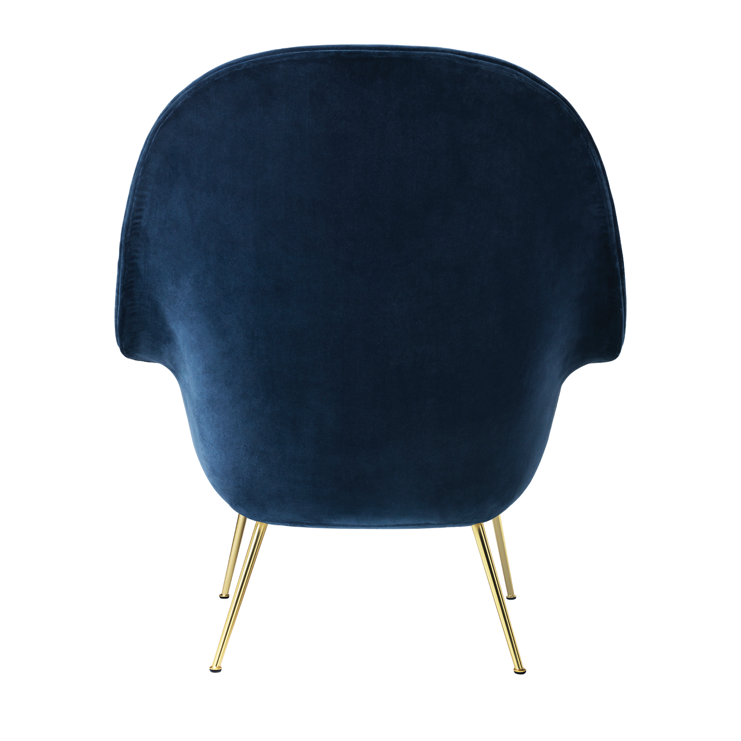 Bat Lounge Chair - Fully Upholstered, High back, Conic base, Brass Semi Matte