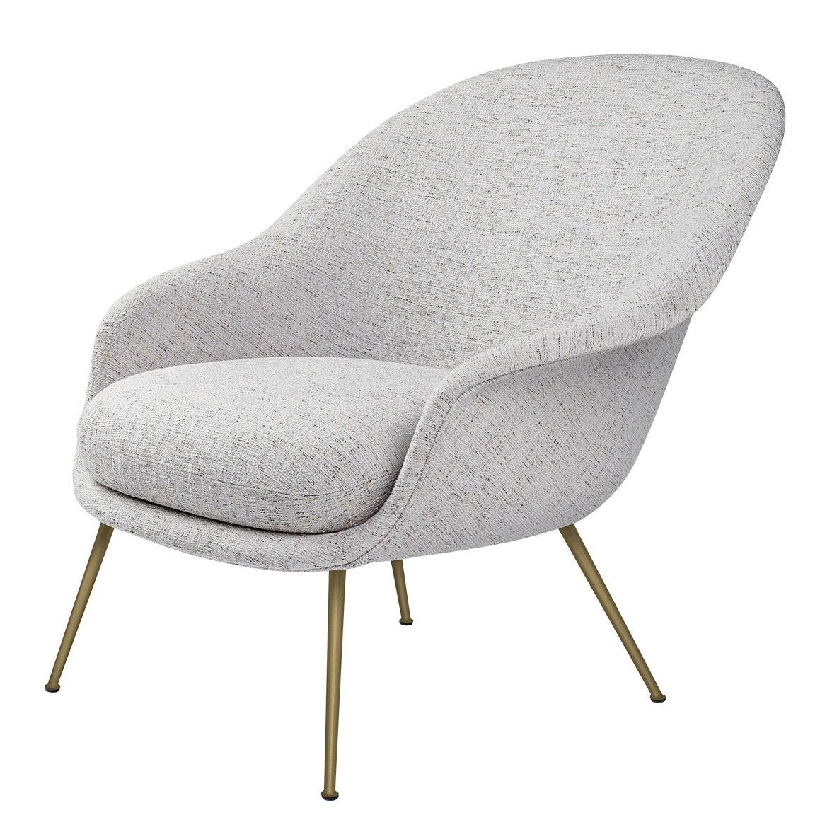 Bat Lounge Chair - Fully Upholstered, Low back, Conic base, Antique Brass