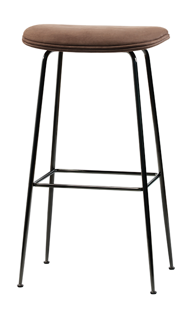 Beetle Bar Stool - Fully Upholstered, 75, Conic base, Black Chrome