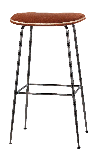 Beetle Bar Stool - Fully Upholstered, 75, Conic base, Black Chrome