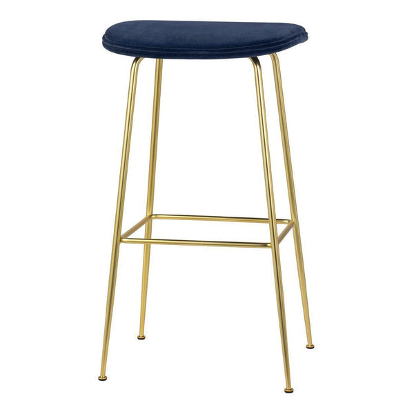 Beetle Bar Stool - Fully Upholstered, 75, Conic base, Brass Semi Matt