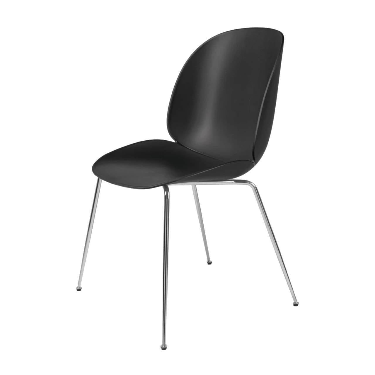 Beetle Dining Chair - Un-Upholstered, Conic base, Chrome Base