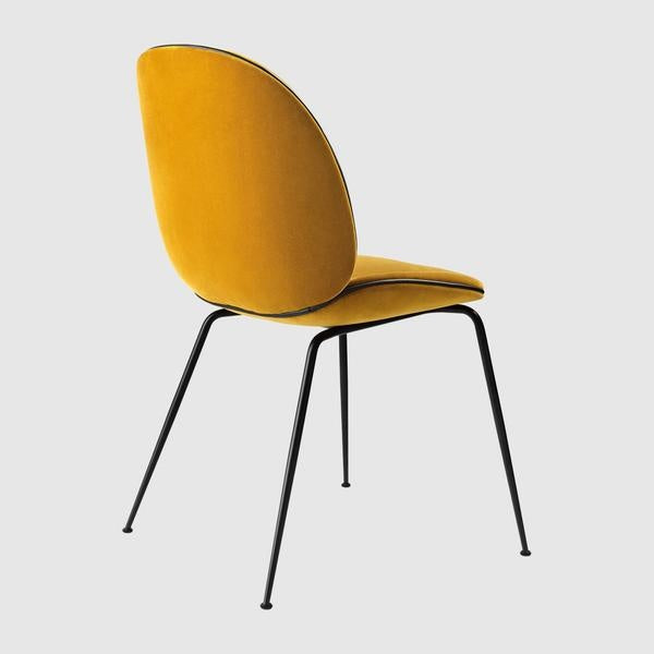 Beetle Dining Chair - Fully Upholstered, Conic Base, Black Matte Base