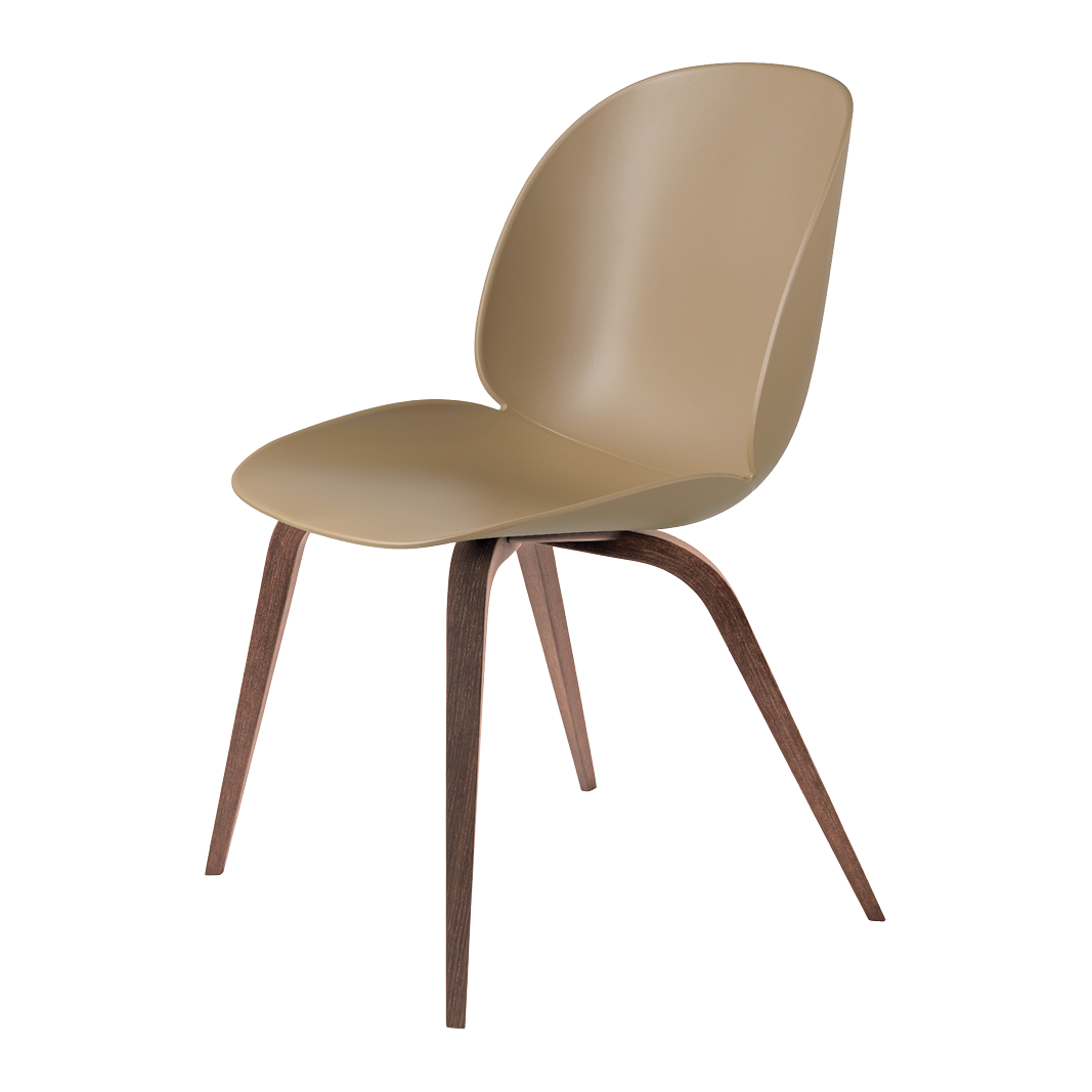 Beetle Dining Chair - Un-Upholstered, Wood base, American Walnut Matte Lacquered Base