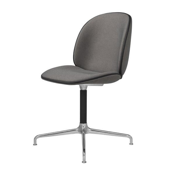 Beetle Meeting Chair - Fully Upholstered, 4-star Base, Polished Aluminum/Black Matte Base