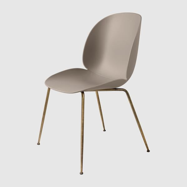 Beetle Dining Chair - Un-Upholstered, Conic base, Antique Brass Base