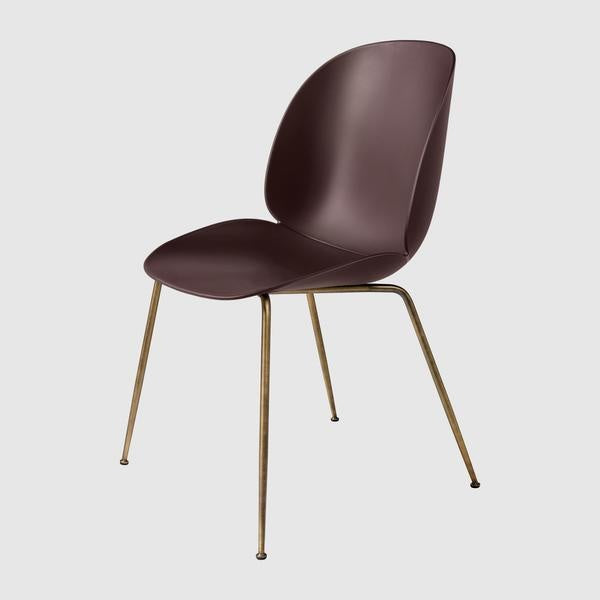 Beetle Dining Chair - Un-Upholstered, Conic base, Antique Brass Base