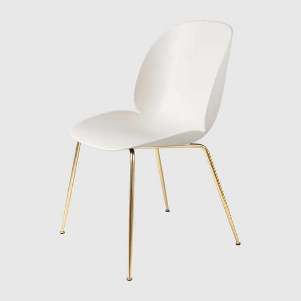 Beetle Dining Chair - Un-Upholstered, Conic Base, Brass Semi Matte Base