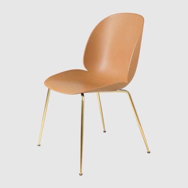Beetle Dining Chair - Un-Upholstered, Conic Base, Brass Semi Matte Base