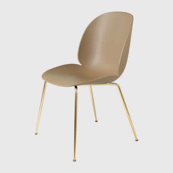 Beetle Dining Chair - Un-Upholstered, Conic Base, Brass Semi Matte Base