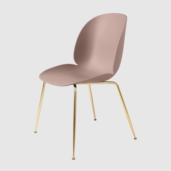 Beetle Dining Chair - Un-Upholstered, Conic Base, Brass Semi Matte Base