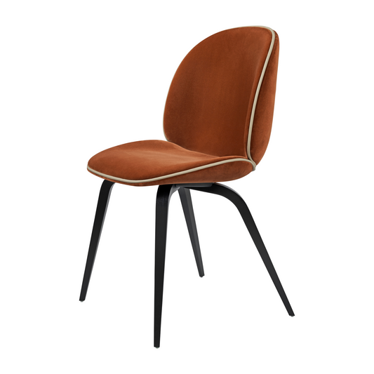 Beetle Dining Chair - Fully Upholstered, Wood base, Black Stained Beech Semi Matt Lacquered Base