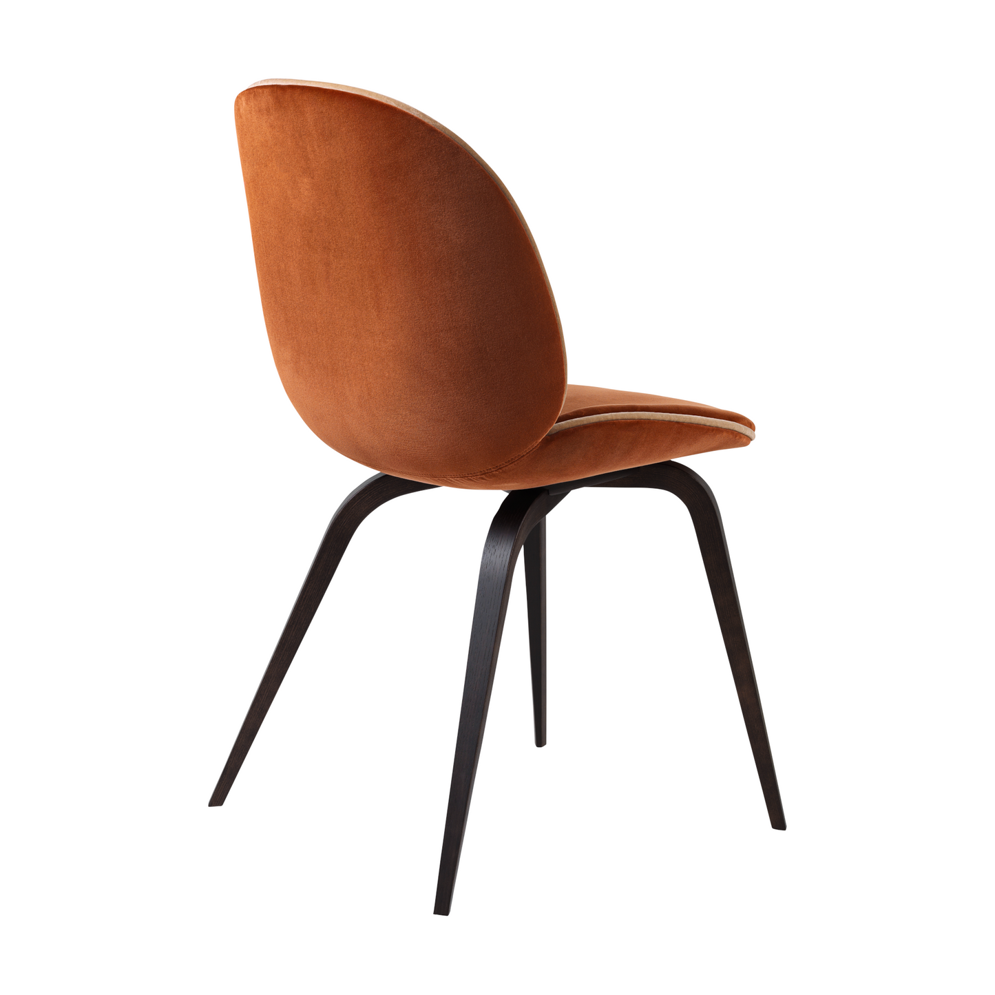 Beetle Dining Chair - Fully Upholstered, Wood Base, Smoked Oak Matte Lacquered