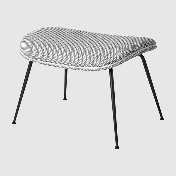 Beetle Ottoman - Fully Upholstered, Conic Base, Black Chrome Base