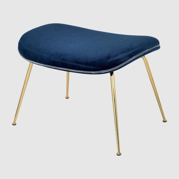 Beetle Ottoman - Fully Upholstered, Conic Base, Brass Semi Matte Base