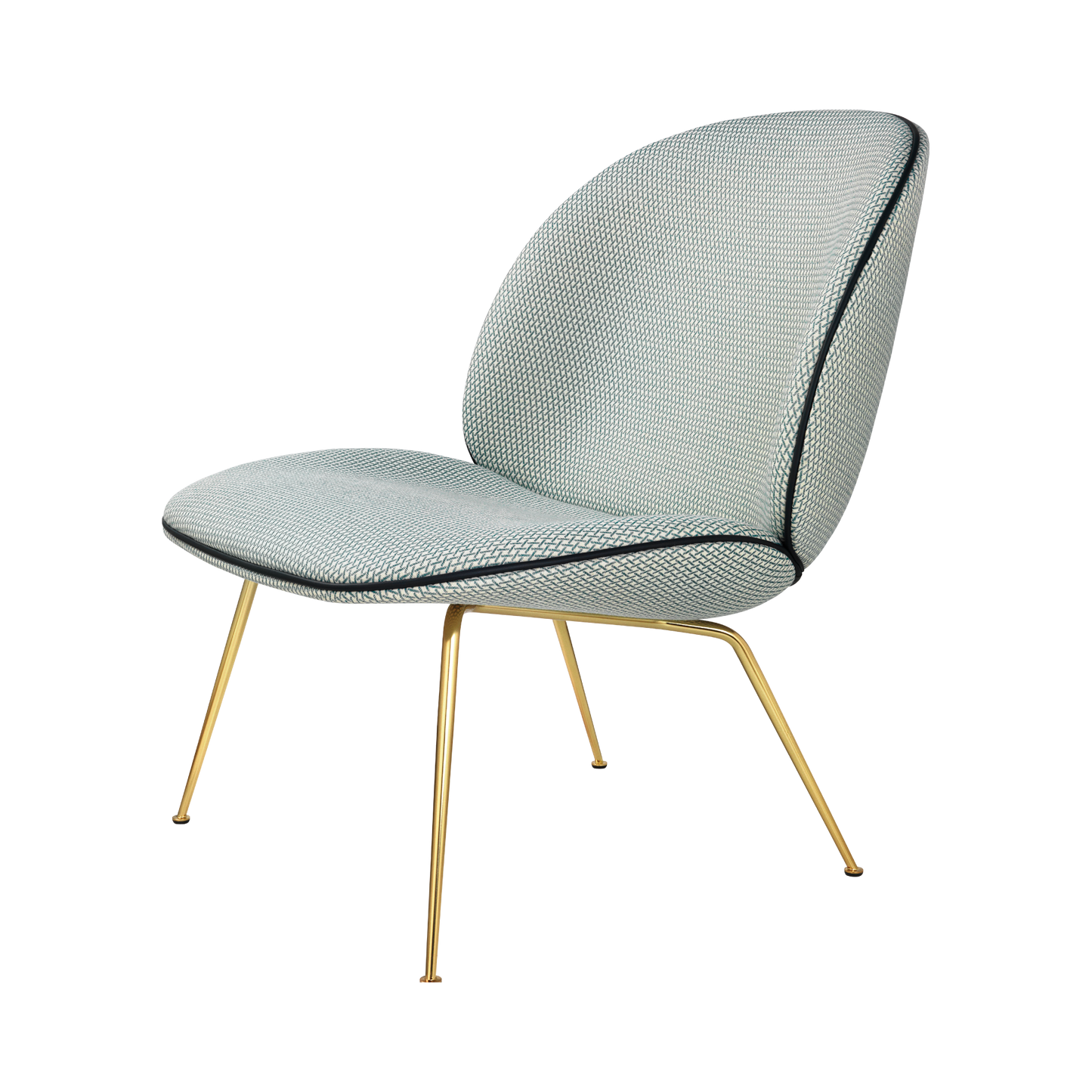 Beetle Lounge Chair - Fully Upholstered, Conic base, Antique Brass