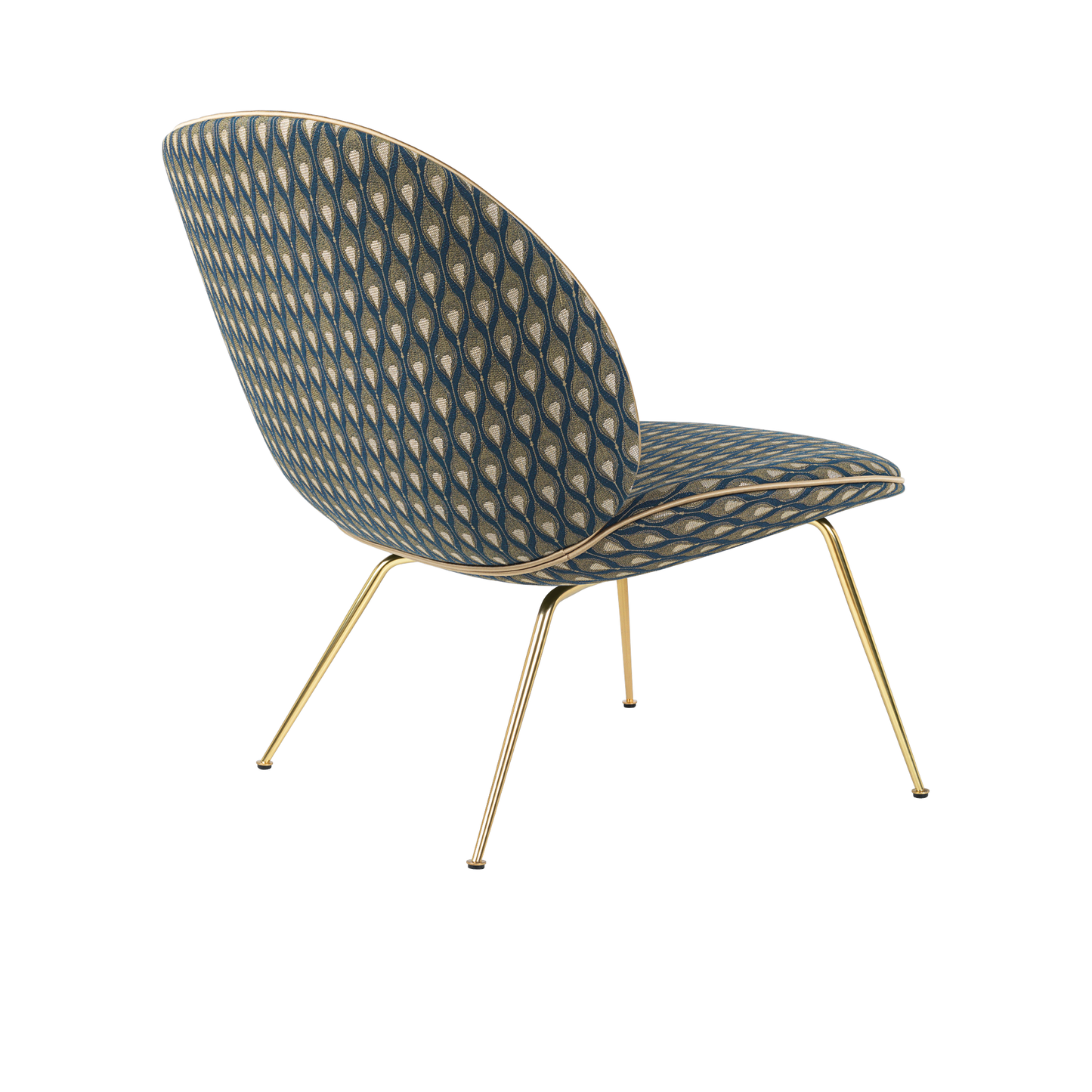 Beetle Lounge Chair - Fully Upholstered, Conic base, Antique Brass