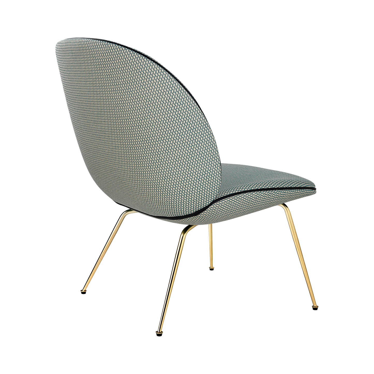 Beetle Lounge Chair - Fully Upholstered, Conic base, Antique Brass