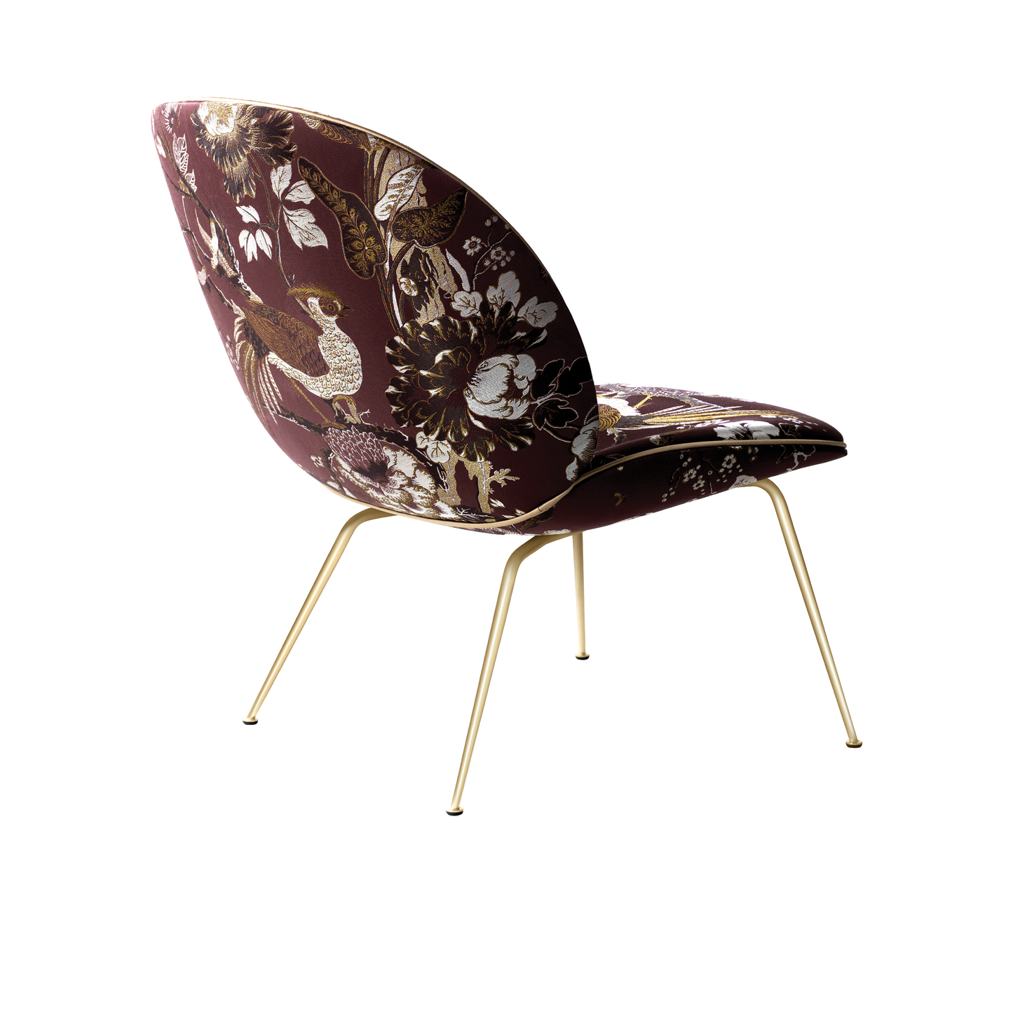 Beetle Lounge Chair - Fully Upholstered, Conic Base, Brass Semi Matte