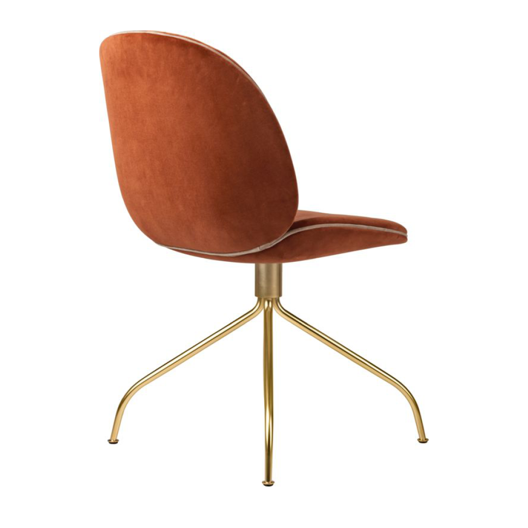 Beetle Meeting Chair - Fully Upholstered, Swivel Base, Brass Semi Matte Base