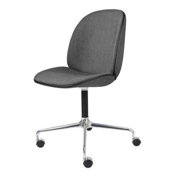 Beetle Meeting Chair - Fully Upholstered, 4-Star w. Castors, Polished Aluminum/Black Matte Base