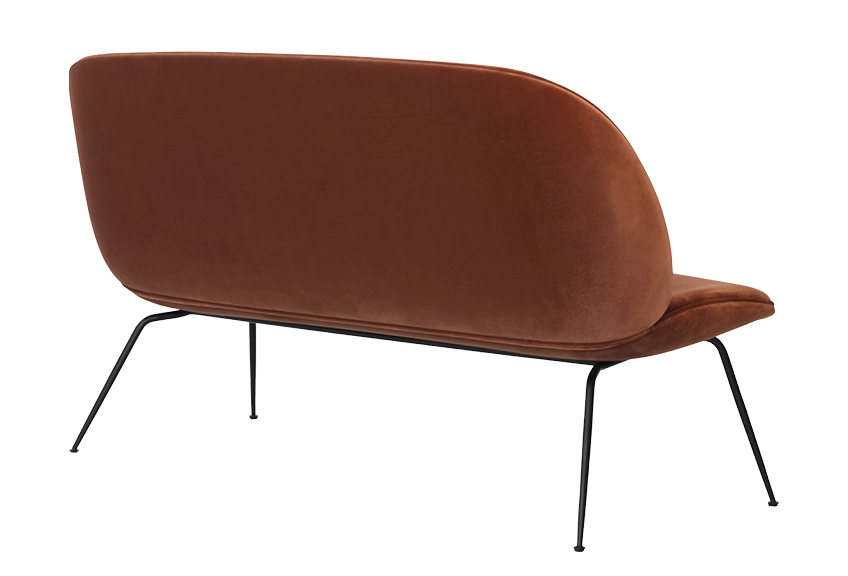 Beetle Sofa - Fully Upholstered, 2-Seater, Conic Base, Black Matte