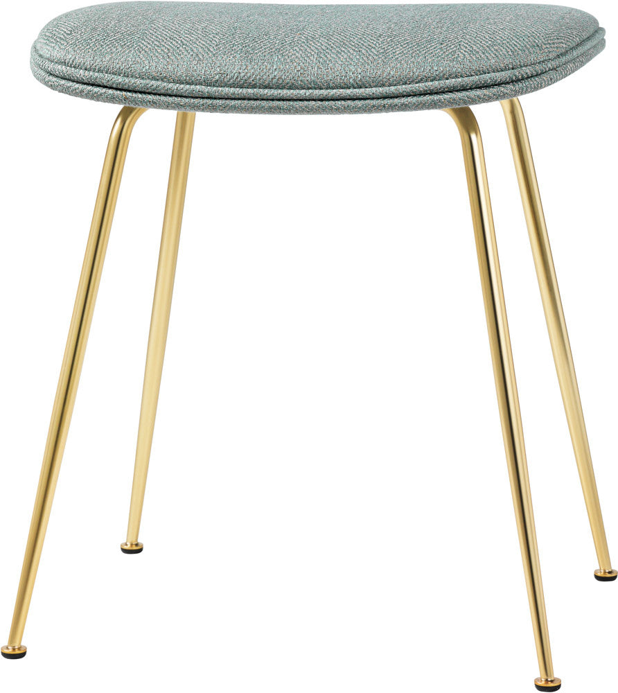 Beetle Stool - Fully Upholstered, 45, Conic Base, Brass Semi Matte