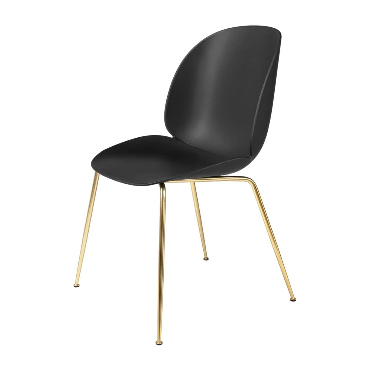 Beetle Dining Chair - Un-Upholstered, Conic Base, Brass Semi Matte Base