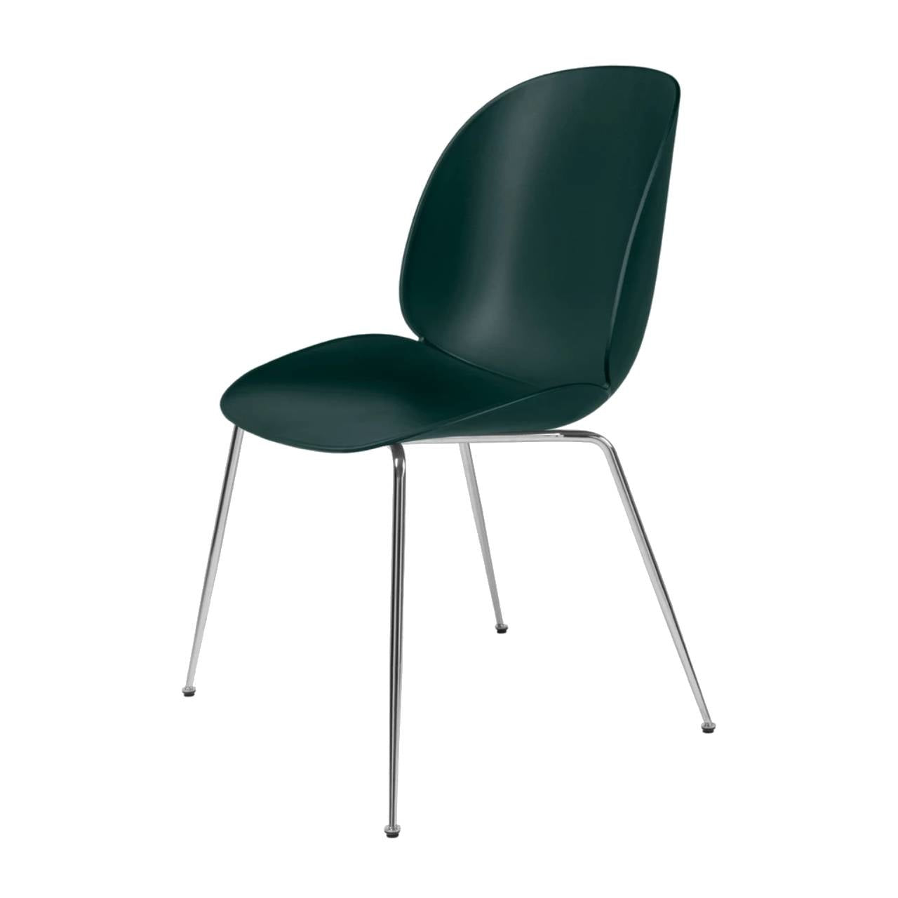 Beetle Dining Chair - Un-Upholstered, Conic base, Chrome Base