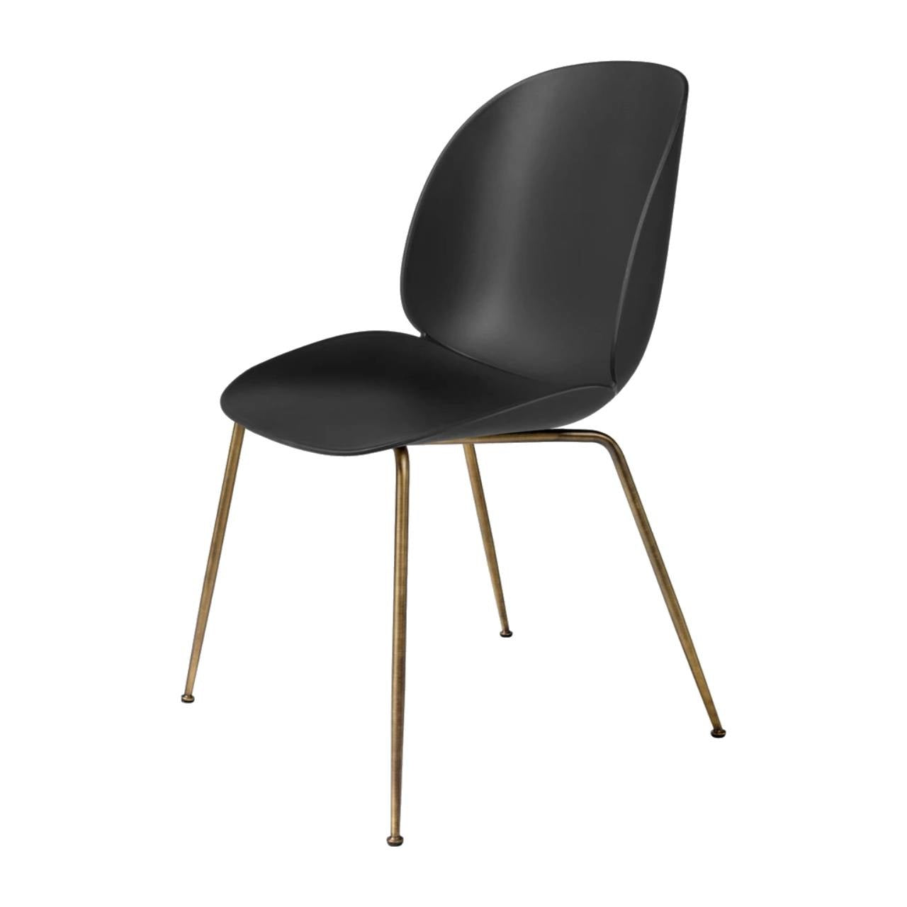 Beetle Dining Chair - Un-Upholstered, Conic base, Antique Brass Base