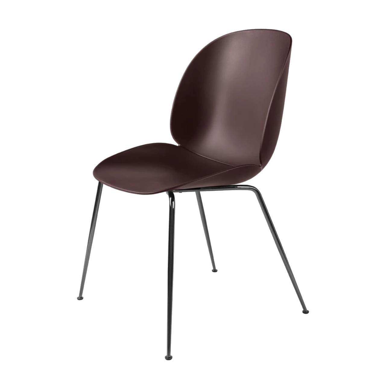 Beetle Dining Chair - Un-Upholstered, Conic Base, Black Chrome Base