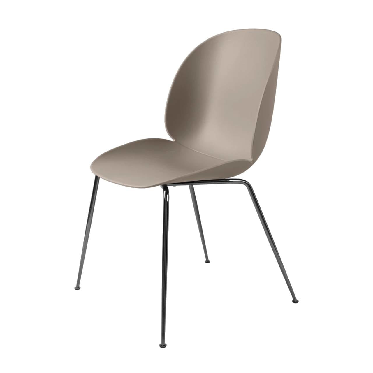 Beetle Dining Chair - Un-Upholstered, Conic Base, Black Chrome Base
