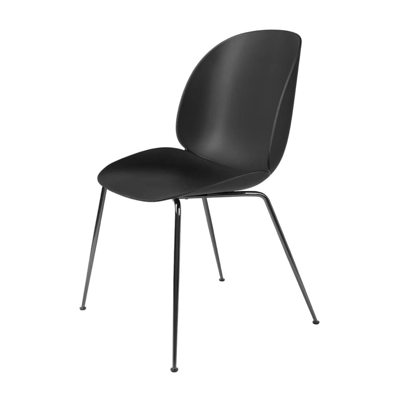 Beetle Dining Chair - Un-Upholstered, Conic Base, Black Chrome Base