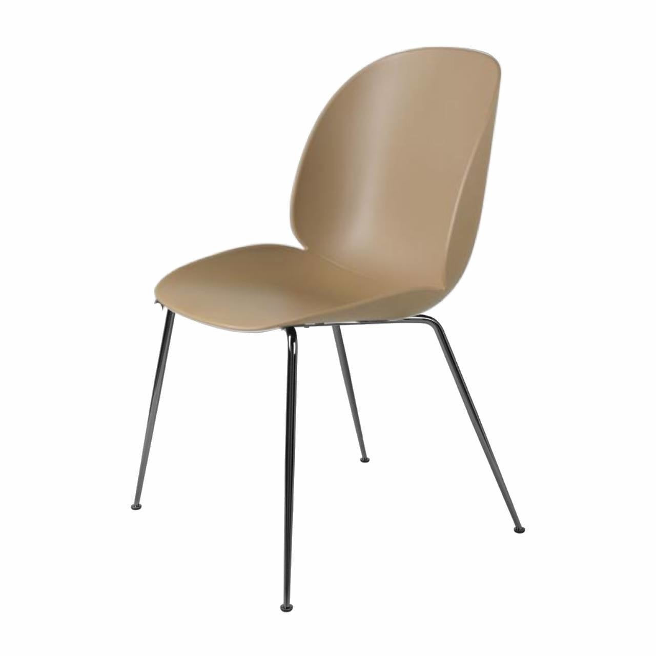 Beetle Dining Chair - Un-Upholstered, Conic Base, Black Chrome Base