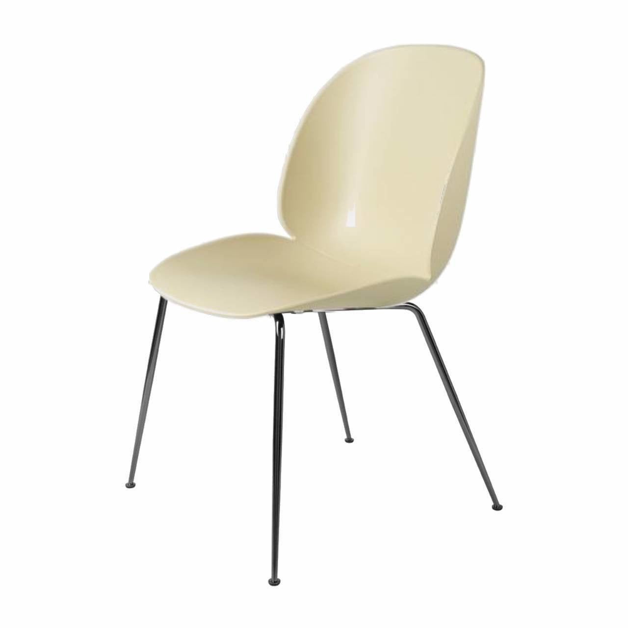 Beetle Dining Chair - Un-Upholstered, Conic Base, Black Chrome Base