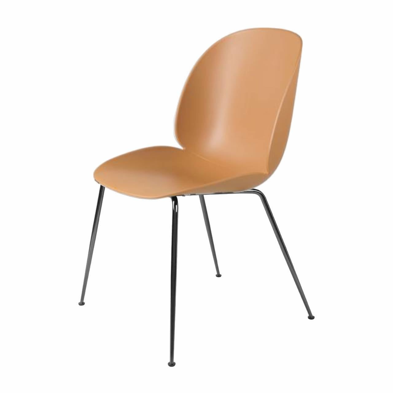 Beetle Dining Chair - Un-Upholstered, Conic Base, Black Chrome Base
