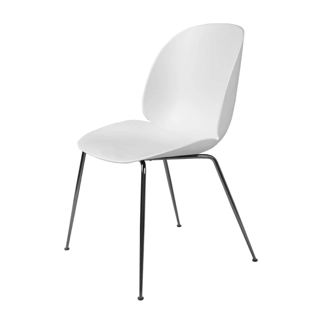 Beetle Dining Chair - Un-Upholstered, Conic Base, Black Chrome Base