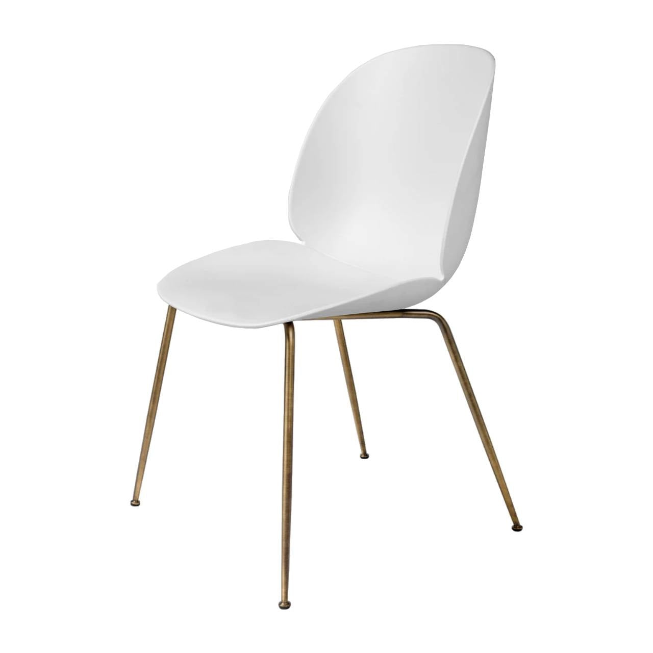 Beetle Dining Chair - Un-Upholstered, Conic base, Antique Brass Base