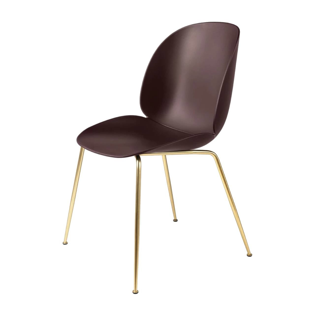 Beetle Dining Chair - Un-Upholstered, Conic Base, Brass Semi Matte Base