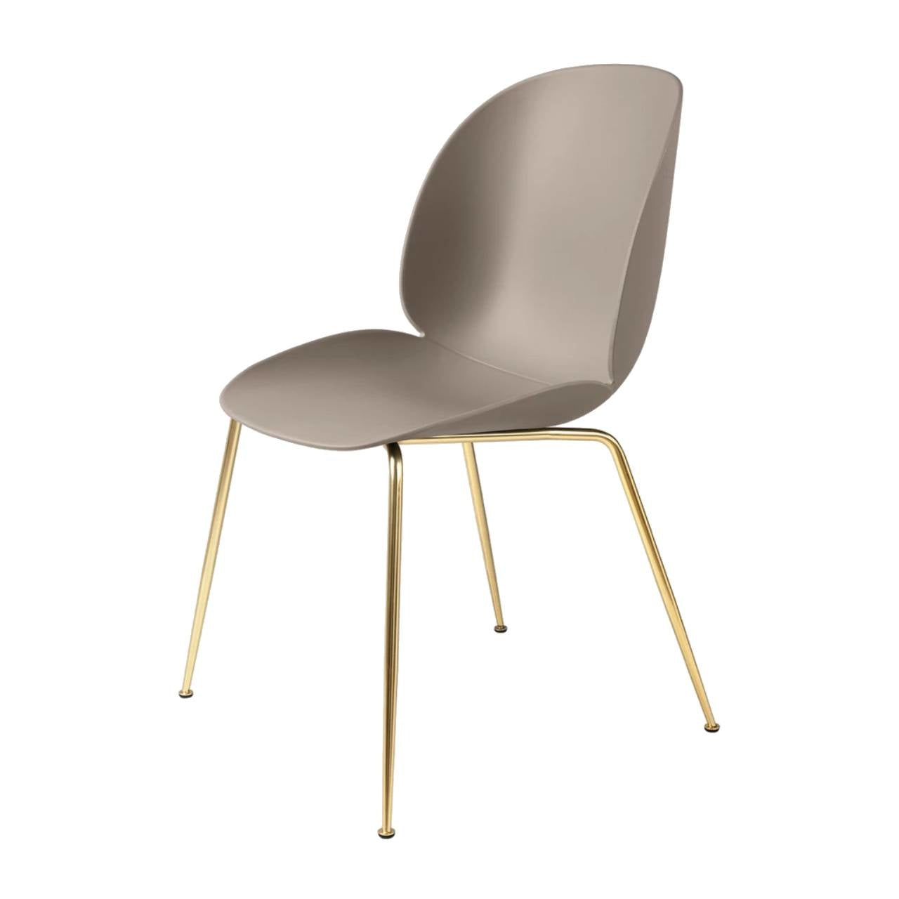 Beetle Dining Chair - Un-Upholstered, Conic Base, Brass Semi Matte Base