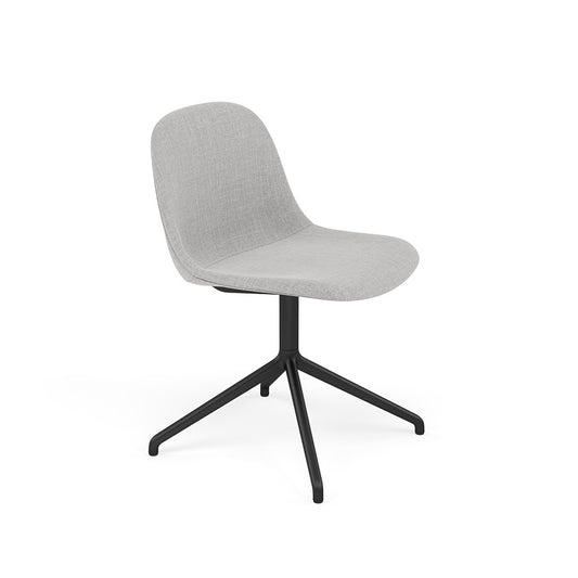 Fiber Side Chair / Black Swivel Base without Return, Upholstered