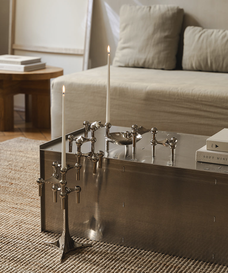 STOFF Nagel Candle Holder, Chrome, Set of 3