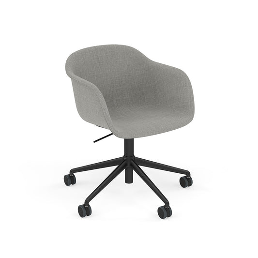 Fiber Armchair, Black Swivel Base with Castors & Gas Lift, Upholstered