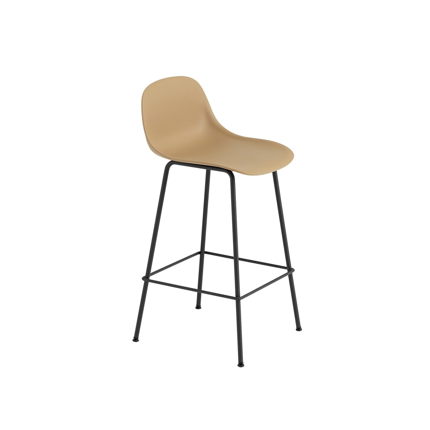 Fiber Bar Stool with Backrest, Tube Base: 75cm / 29.5in