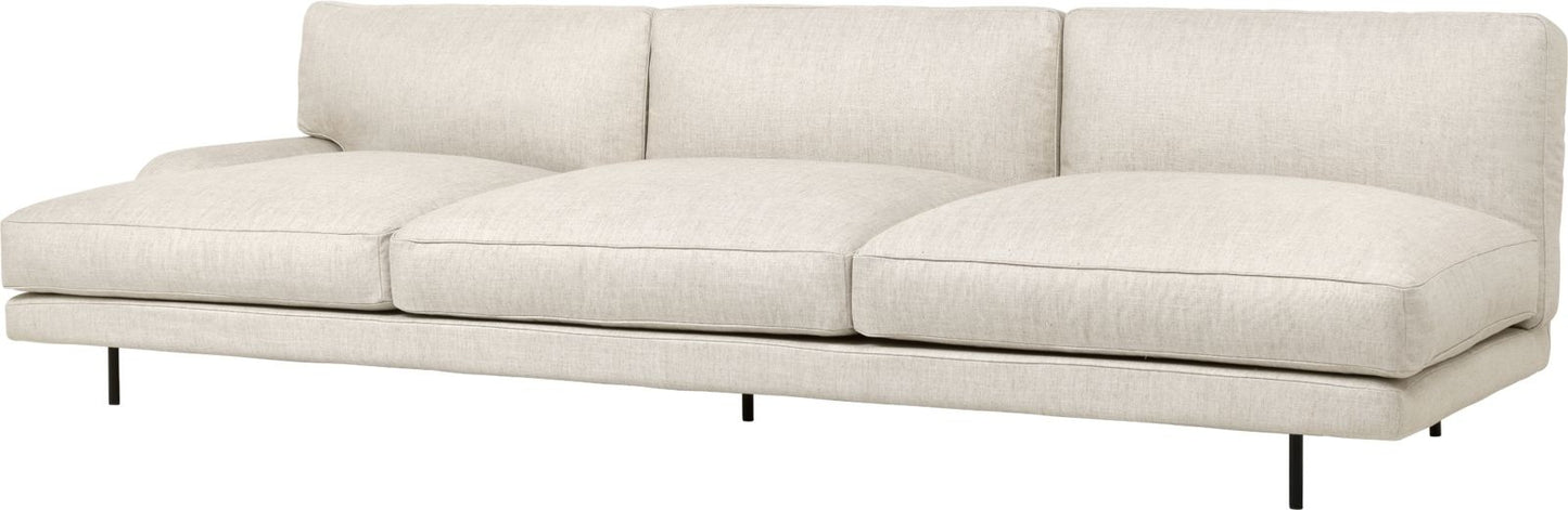 Flaneur Module - Fully Upholstered, 3-seater with left armrest, Black Matte Base