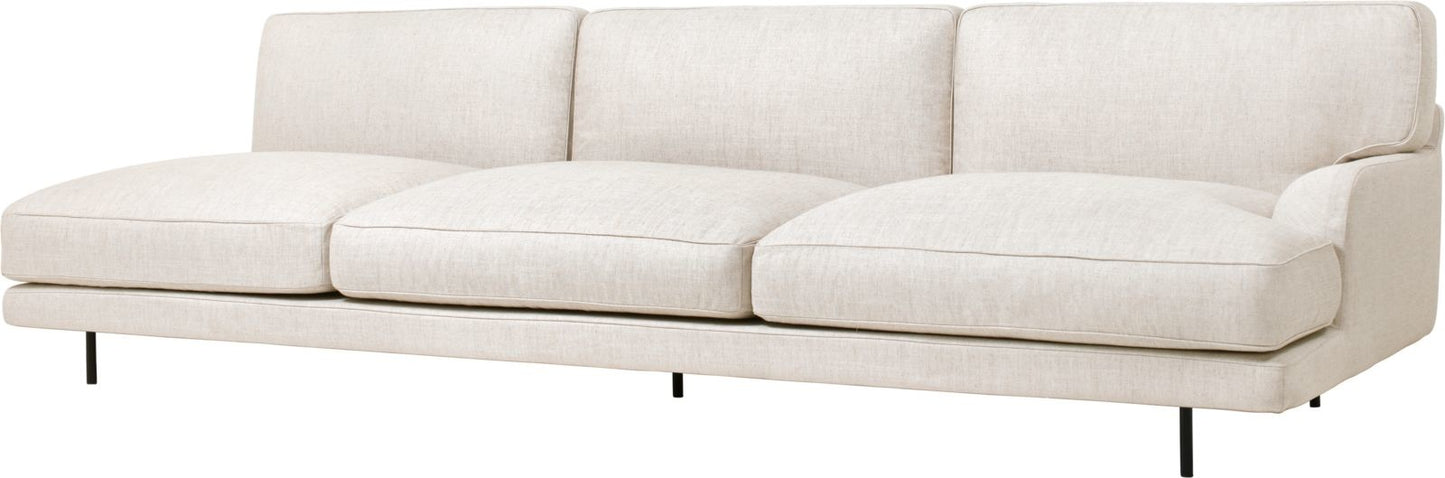 Flaneur Module - Fully Upholstered, 3-seater with right armrest, Black Matte Base