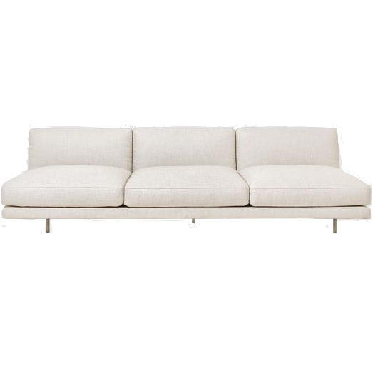 Flaneur Module - Fully Upholstered, 3-seater without armrests, Antique Brass Base