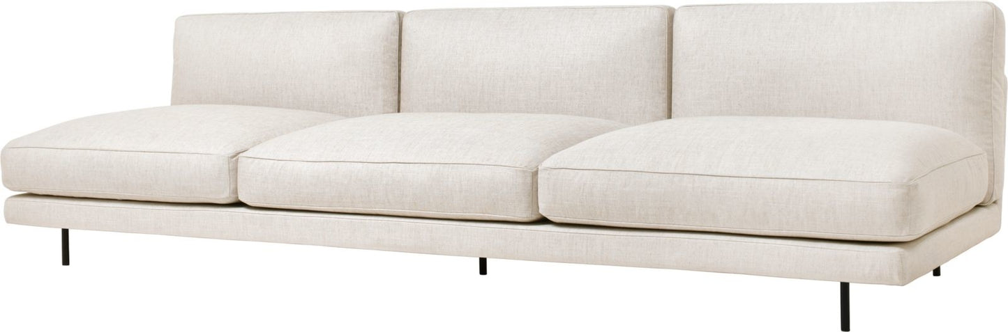 Flaneur Module - Fully Upholstered, 3-seater without armrests, Black Matte Base